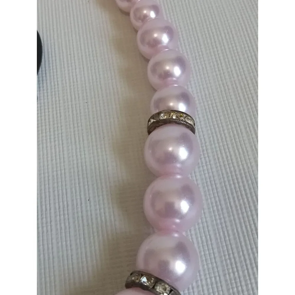 Soft Pink Round Beaded Adjustable Single Strand Matching Necklace & Earring Set